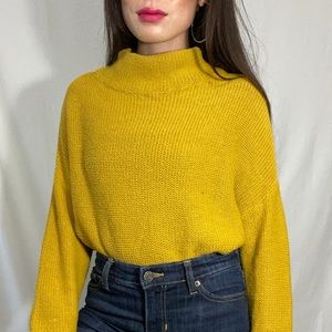 Womens chartreuse mock neck sweater size medium